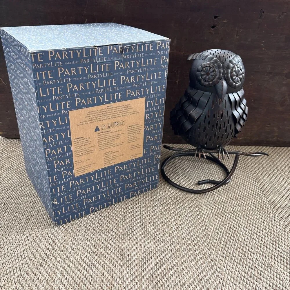Partylite Artisan Owl Candle Jar Plant Holder Metal Sculpture 11"x 9"x 7" - Picture 1 of 8